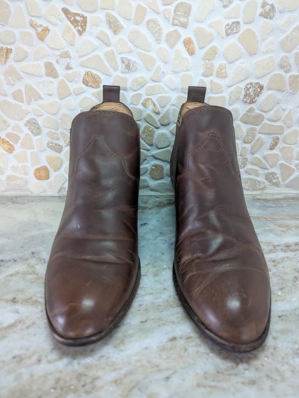 Bass Women's Brown Heeled Ankle Boot Sz 7 Western Cowgirl Country Vibes